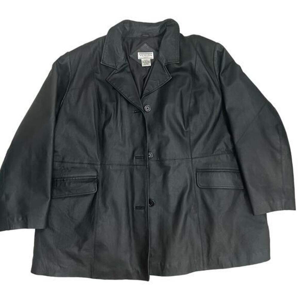 Valencia Vitale Women’s Black Geniune Leather Lined Coat Size CO